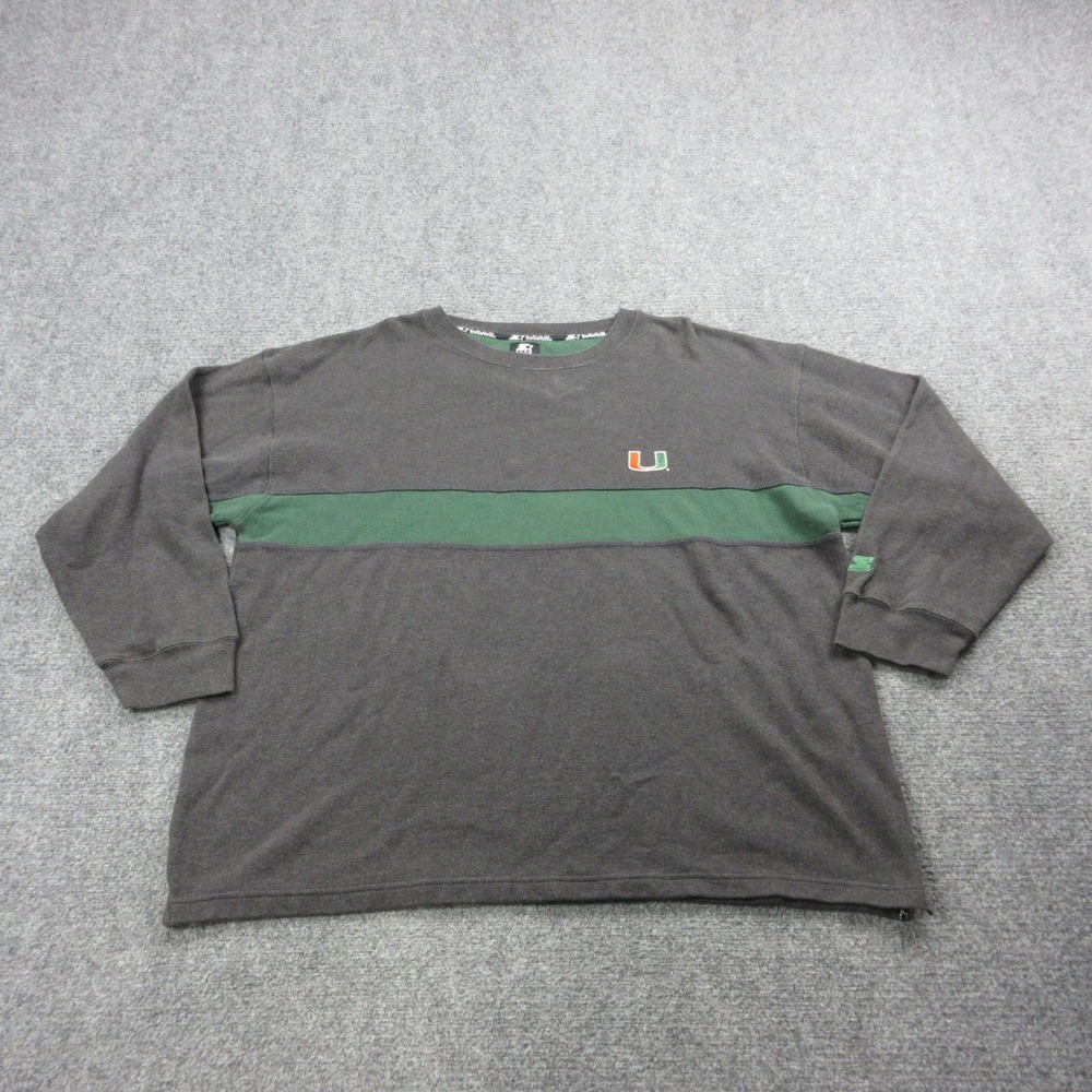 Miami Hurricanes Sweatshirt Mens 2XL Gray‎ NCAA Football Starter Crewneck